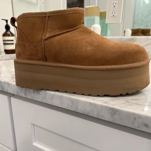 UGG Tan Platform Slippers